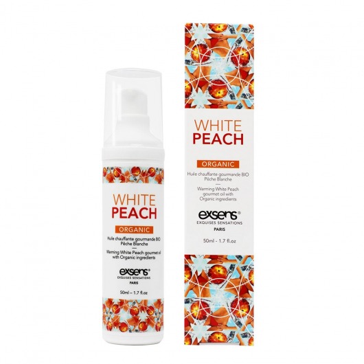 Разогревающее массажное масло Gourmet White Peach Organic с органическими ингредиентами - 50 мл. - Exsens - купить с доставкой в Уссурийске