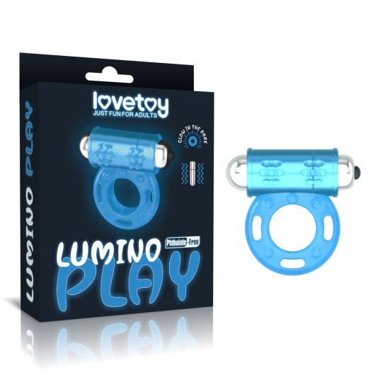 Голубое, светящееся в темноте эрекционное виброкольцо Lumino Play Vibrating Penis Ring - Lovetoy - в Уссурийске купить с доставкой