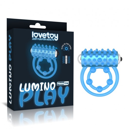 Голубое, светящееся в темноте виброкольцо Lumino Play Vibrating Penis Ring - Lovetoy - в Уссурийске купить с доставкой