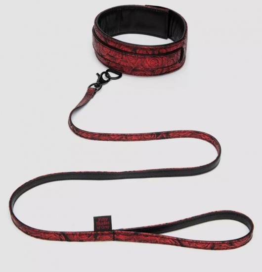 Стильный ошейник с поводком Reversible Faux Leather Collar and Lead - Fifty Shades of Grey - купить с доставкой в Уссурийске