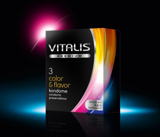 Цветные ароматизированные презервативы VITALIS PREMIUM color   flavor - 3 шт. - Vitalis - купить с доставкой в Уссурийске