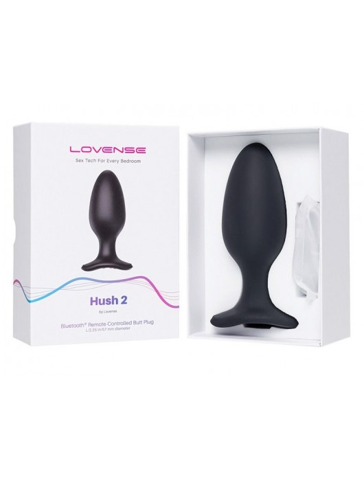 Черная анальная вибропробка HUSH 2 Size L - 12,1 см. - Lovense