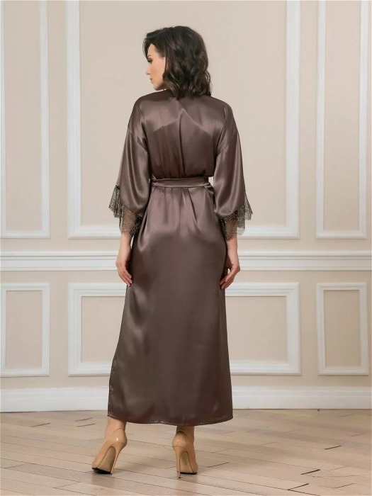 Длинный халат на поясе из искусственного шелка - Felisse купить с доставкой