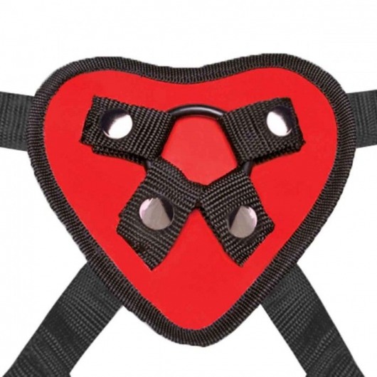 Красный поясной фаллоимитатор Red Heart Strap on Harness   5in Dildo Set - 12,25 см. - Lux Fetish - купить с доставкой в Уссурийске