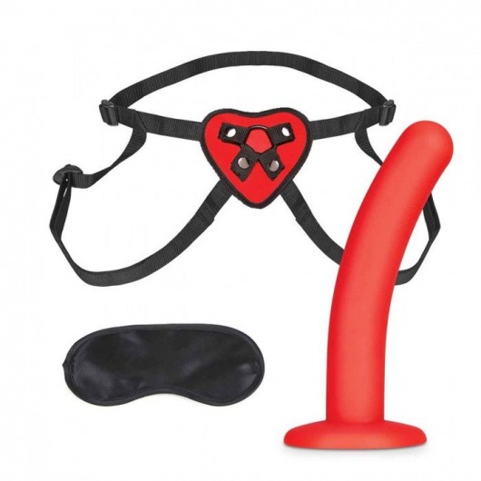 Красный поясной фаллоимитатор Red Heart Strap on Harness   5in Dildo Set - 12,25 см. - Lux Fetish - купить с доставкой в Уссурийске