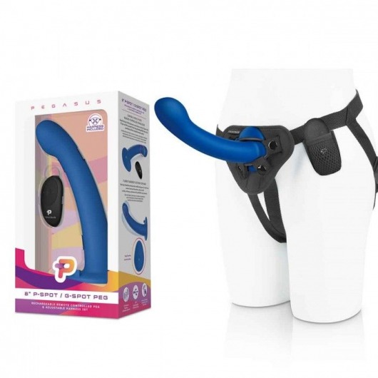 Синяя насадка Remote Control P-Spot G-Spot с черными трусиками - 20 см. - Pegasus - купить с доставкой в Уссурийске
