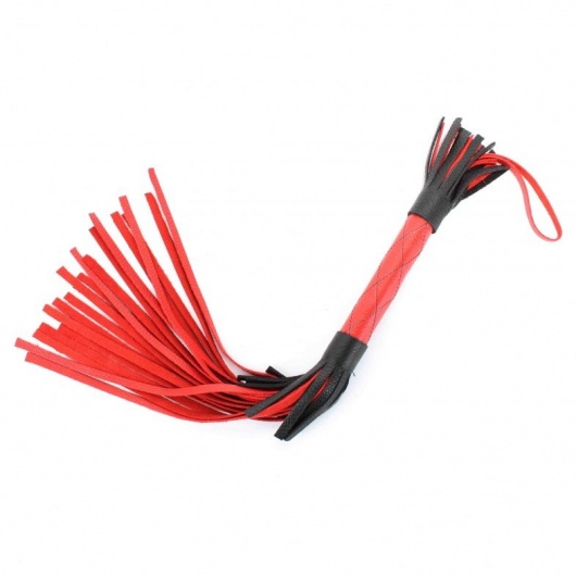 Красно-черная кожаная плётка - 51 см. - БДСМ Арсенал - купить с доставкой в Уссурийске