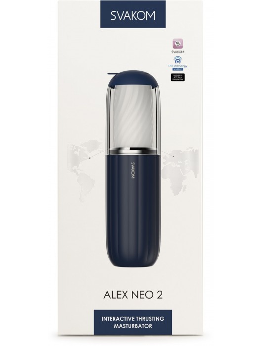 Черно-белый интерактивный мастурбатор Alex Neo 2 - Svakom - в Уссурийске купить с доставкой