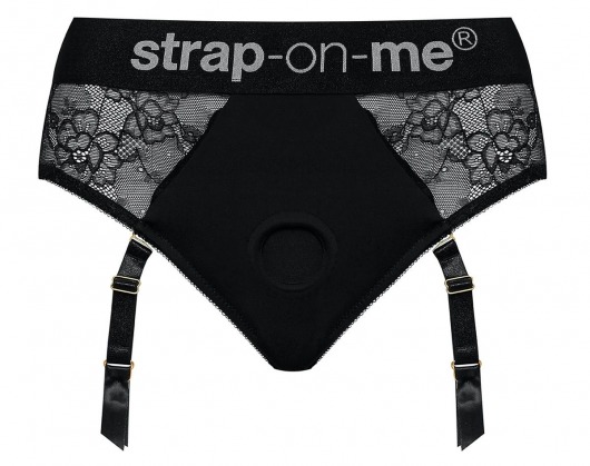 Черные трусики для насадок Diva Lingerie Harness - size M - Strap-on-me - купить с доставкой в Уссурийске