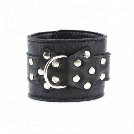 Чёрные кожаные оковы с клепками - БДСМ Арсенал - купить с доставкой в Уссурийске