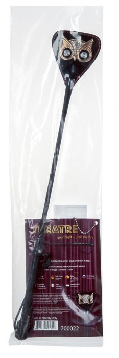 Чёрный стек с совой на кожаном наконечнике - 24 см. - ToyFa - купить с доставкой в Уссурийске