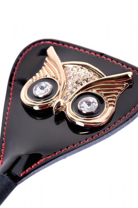 Чёрный стек с совой на кожаном наконечнике - 24 см. - ToyFa - купить с доставкой в Уссурийске