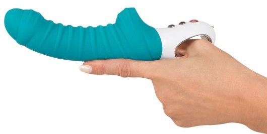 Бирюзовый перезаряжаемый вибратор Tiger G5 - 21,7 см. - Fun Factory