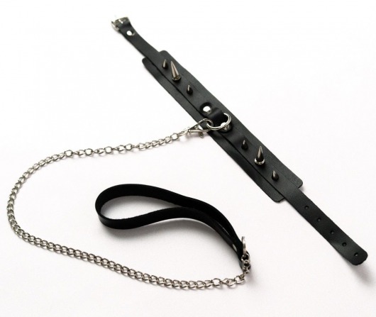 Черный ошейник с шипами и поводком - Crazy Handmade - купить с доставкой в Уссурийске
