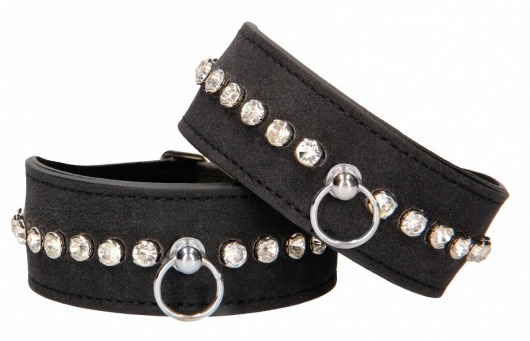 Черные поножи Diamond Studded Ankle Cuffs - Shots Media BV - купить с доставкой в Уссурийске