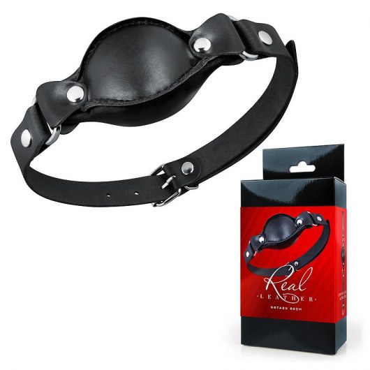 Черный кожаный кляп - Notabu - купить с доставкой в Уссурийске