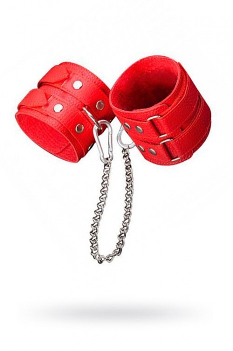 Кожаные красные оковы с цепочкой - Sitabella - купить с доставкой в Уссурийске