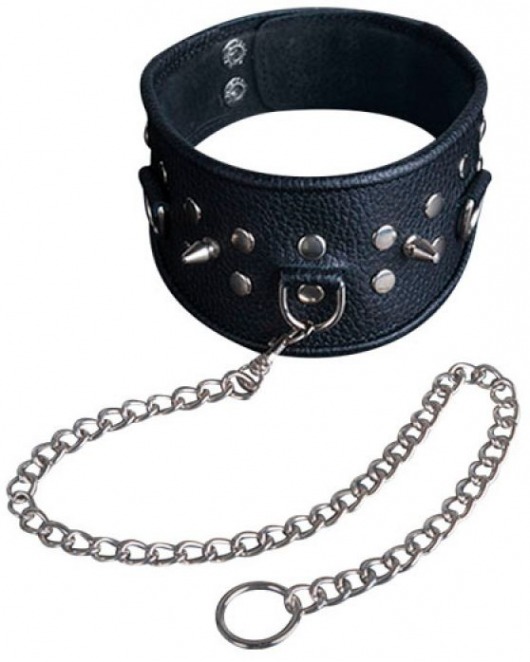 Чёрный ошейник из кожи - Sitabella - купить с доставкой в Уссурийске
