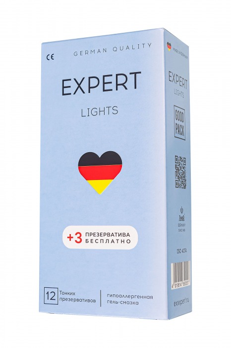 Ультратонкие презервативы EXPERT Lights - 12 шт.(+3 в подарок) - Expert - купить с доставкой в Уссурийске