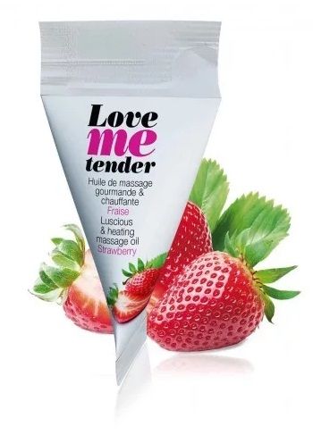 Съедобное согревающее массажное масло Love Me Tender Strawberry с ароматом клубники - 10 мл. - Love to Love - купить с доставкой в Уссурийске