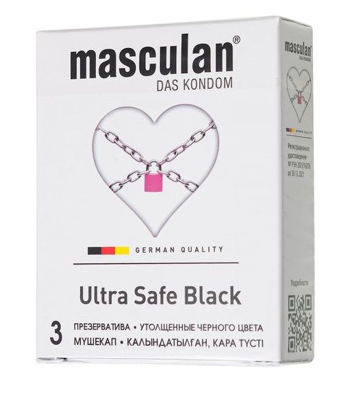 Ультрапрочные презервативы Masculan Ultra Safe Black - 3 шт. - Masculan - купить с доставкой в Уссурийске