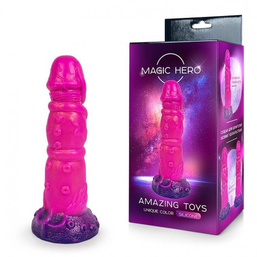 Розовый рельефный фантазийный фаллоимитатор - 20 см. - Bior toys - купить с доставкой в Уссурийске