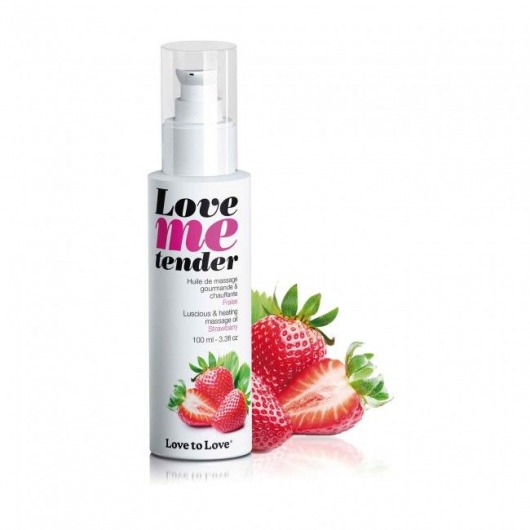 Съедобное согревающее массажное масло Love Me Tender Strawberry с ароматом клубники - 100 мл. - Love to Love - купить с доставкой в Уссурийске