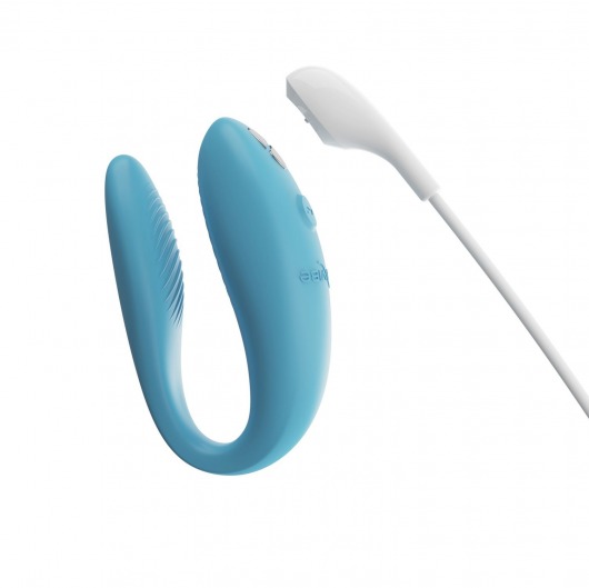 Бирюзовый вибромассажер для пар We-Vibe Sync Go - We-vibe купить в Уссурийске с доставкой в Orgasmix.ru Бирюзовый вибромассажер для пар We-Vibe Sync Go - We-vibe