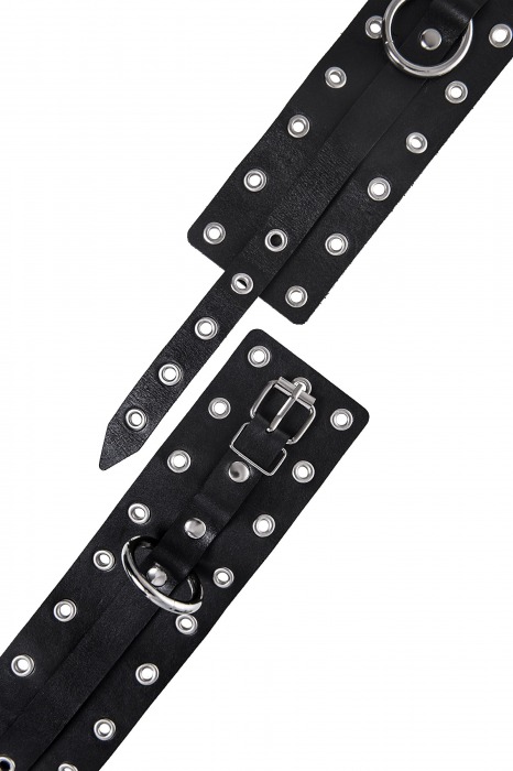 Черные кожаные однослойные оковы с люверсами - Pecado - купить с доставкой в Уссурийске