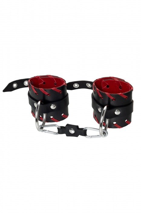 Черно-красные наручники из натуральной кожи - Pecado - купить с доставкой в Уссурийске