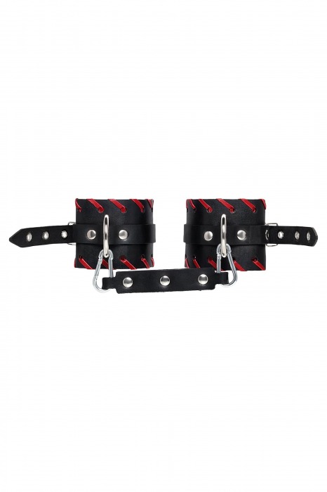 Черно-красные оковы из натуральной кожи - Pecado - купить с доставкой в Уссурийске