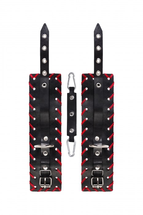 Черно-красные оковы из натуральной кожи - Pecado - купить с доставкой в Уссурийске