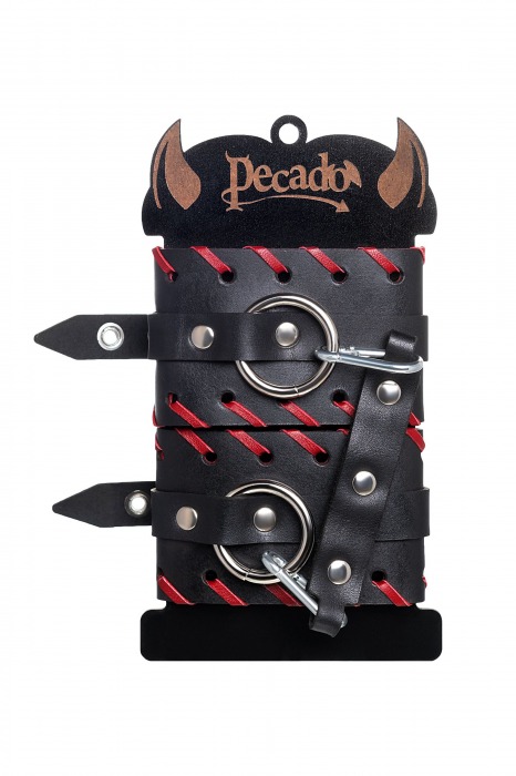 Черно-красные оковы из натуральной кожи - Pecado - купить с доставкой в Уссурийске