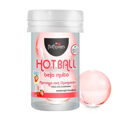 Лубрикант на масляной основе Hot Ball Beija Muito с ароматом клубники и шампанского (2 шарика по 3 гр.) - HotFlowers - купить с доставкой в Уссурийске