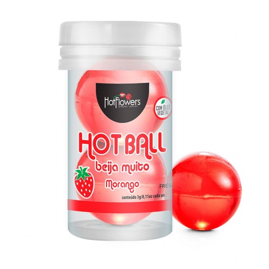 Лубрикант на масляной основе Hot Ball Beija Muito с ароматом клубники (2 шарика по 3 гр.) - HotFlowers - купить с доставкой в Уссурийске