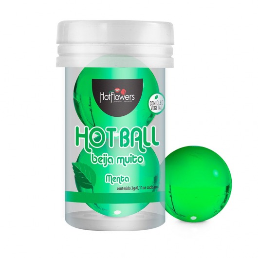 Лубрикант на масляной основе Hot Ball Beija Muito с ароматом мяты (2 шарика по 3 гр.) - HotFlowers - купить с доставкой в Уссурийске