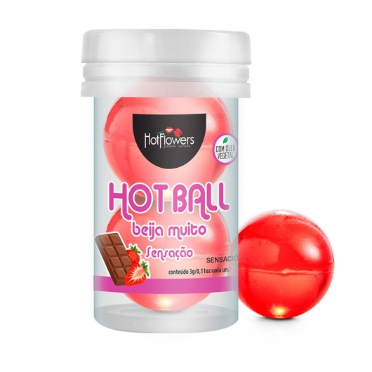 Лубрикант на масляной основе Hot Ball Beija Muito с ароматом шоколада и клубники (2 шарика по 3 гр.) - HotFlowers - купить с доставкой в Уссурийске