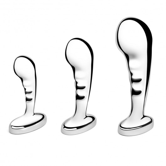 Набор из 3 стальных стимуляторов простаты Stainless Steel P-spot Training Set - b-Vibe - в Уссурийске купить с доставкой