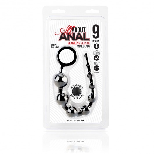 Черные силиконовые анальные бусы Silicone Anal Beads - 30 см. - All About Anal