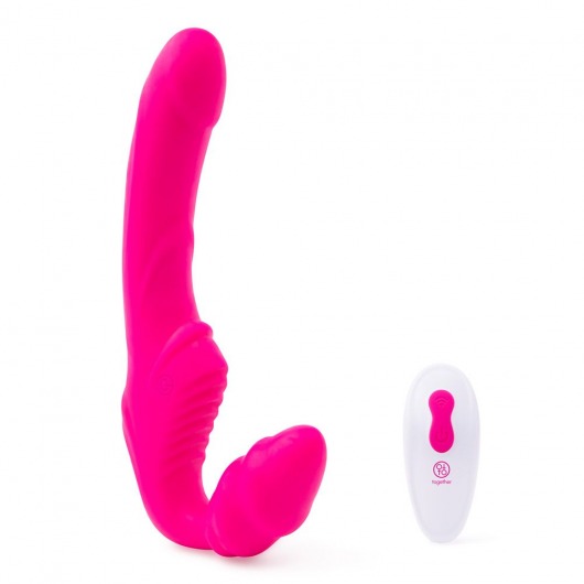 Розовый безремневой страпон на радиоуправлении Strapless Together - 22 см. - Together Toy - купить с доставкой в Уссурийске