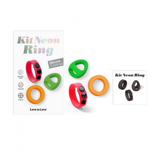 Набор из 3 разноцветных эрекционных колец Kit Neon Ring - Love to Love - в Уссурийске купить с доставкой