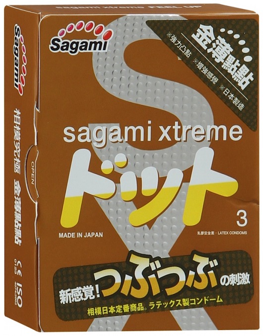 Презервативы Sagami Xtreme FEEL UP с точечной текстурой и линиями прилегания - 3 шт. - Sagami - купить с доставкой в Уссурийске