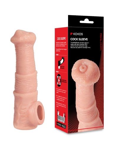 Телесная фантазийная насадка на член Cock Sleeve Size M - KOKOS - в Уссурийске купить с доставкой