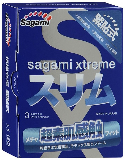 Розовые презервативы Sagami Xtreme FEEL FIT 3D - 3 шт. - Sagami - купить с доставкой в Уссурийске