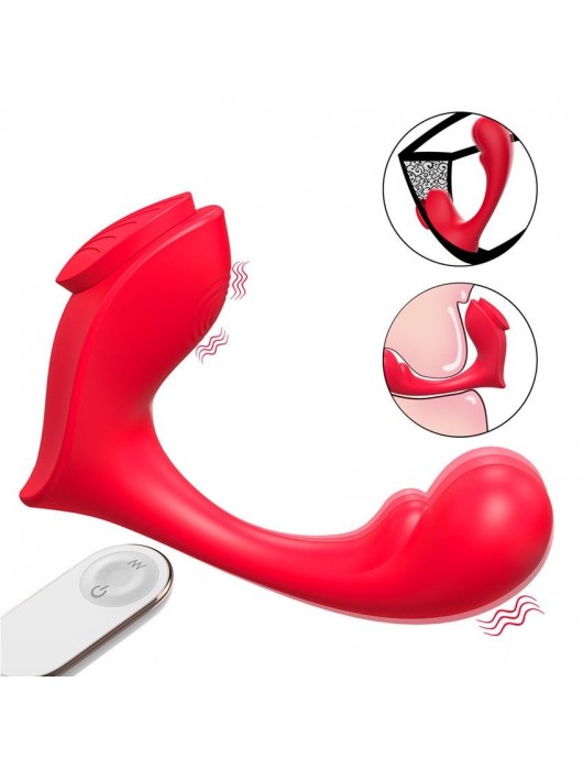 Красный вибромассажер в трусики Love-RCT - 13,1 см. - S-HANDE