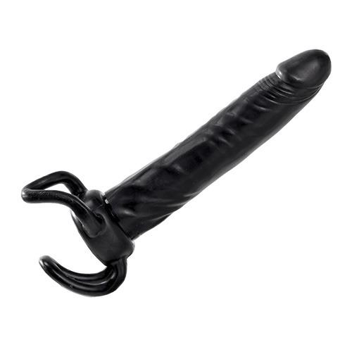 Чёрная насадка-фаллос для двойного проникновения INFLATABLE DILDO SLIM DONG  - 13,5 см. - Toyz4lovers - в Уссурийске купить с доставкой