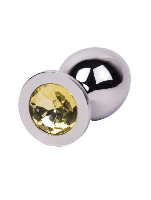 Большой стальной плаг с желтым кристаллом Sweet Lemon - 9,5 см. - Erotic Fantasy - купить с доставкой в Уссурийске