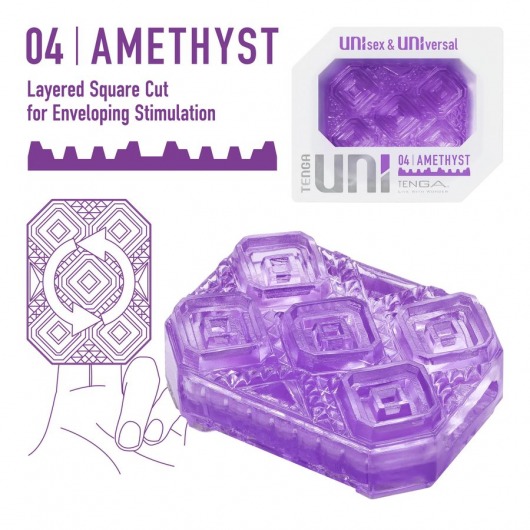 Фиолетовый мастурбатор-стимулятор Tenga Uni Amethyst - Tenga - в Уссурийске купить с доставкой