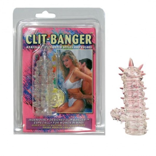 Прозрачная насадка с шипами и клиторальной шишечкой CLIT-BANGER SLEEVE IN CLEAR - Tonga - в Уссурийске купить с доставкой