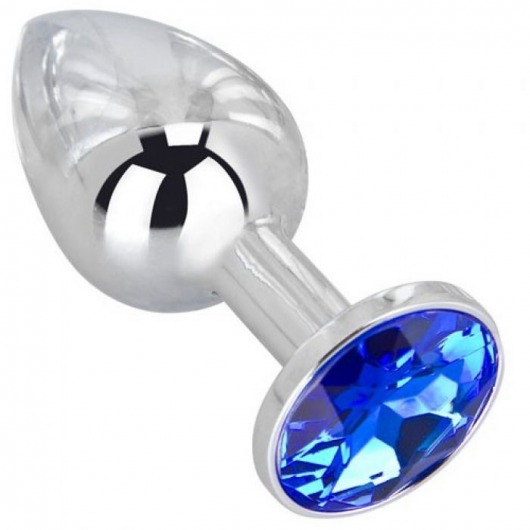 Анальное украшение BUTT PLUG  Small с синим кристаллом - 7 см. - Anal Jewelry Plug - купить с доставкой в Уссурийске
